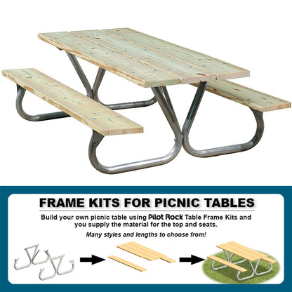 Pilot Rock 6' or 8' Outdoor Steel Non Tip Picnic Table Legs Kit (Frame Only)