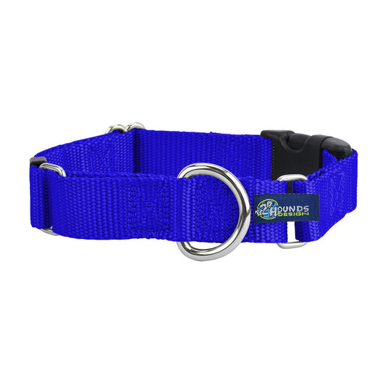 5/8″ and 1″ Royal Blue Nylon Buckle Martingale Dog Collar