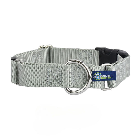 5/8″ and 1″ Silver Nylon Buckle Martingale Dog Collar