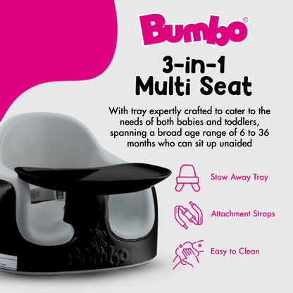 Bumbo Toddler Multi Seat 3-in-1 Booster High Chair and Tray, Black/Cool Grey