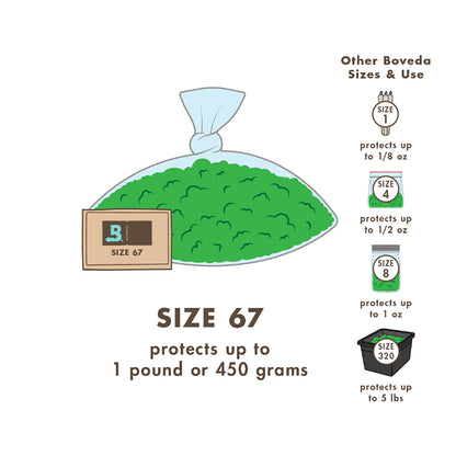Boveda 67 Gram Humidity Control Pack 58% RH 2-Way Herbal Preservative