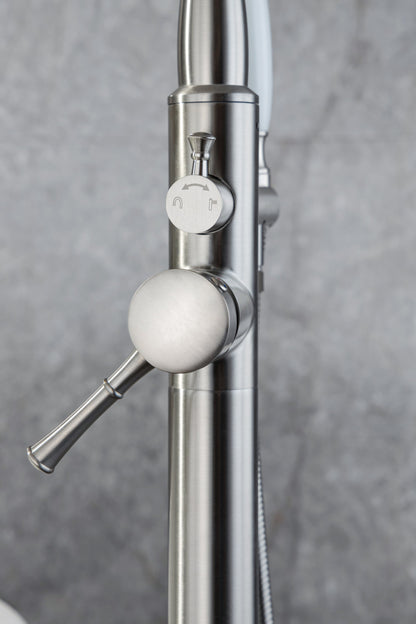 Freestanding Bathtub Faucet Tub Filler Free Standing Matte Black Tub Faucet Classic Brass Stand Alone Clawfoot Tub faucet Soaking Tub Fillers Floor Mount Tub Filler with handheld shower