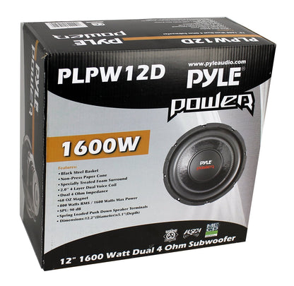 PYLE PLPW12D 12" 1600W 4Ohm DVC Car Stereo Power Subwoofer Dual Coil (6 Pack)