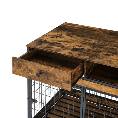 Furniture Dog Cage Crate with Double Doors. Antique Brown,38.78" W x 27.36" D x 32.17" H.