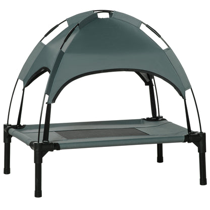 Elevated Portable Dog Cot Pet Bed with UV Protection Canopy Shade, 24 inch, Gray