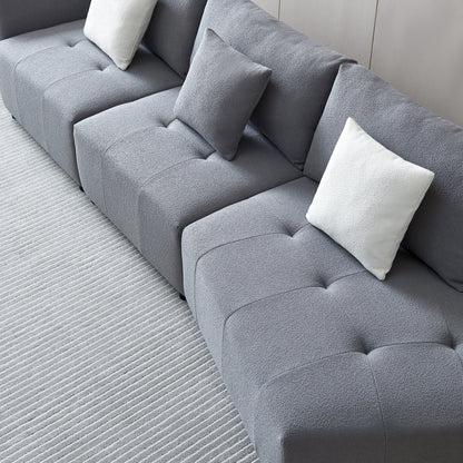 120" Teddy Fabric Sofa, Modern Modular Sectional Couch, Button Tufted Seat Cushion for Living room, Apartment & Office.(Gray)
