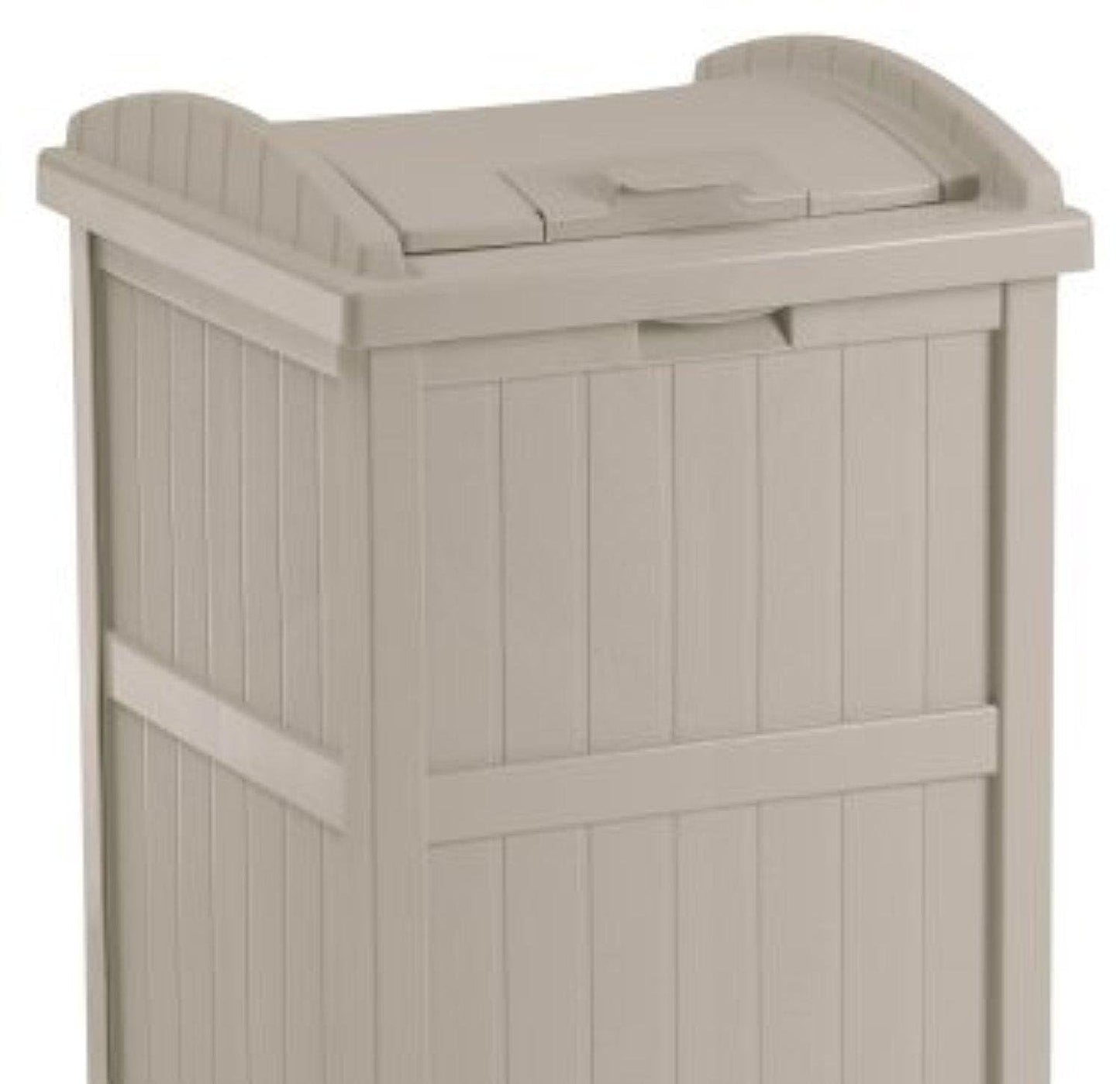 Suncast Trash Hideaway 33 Gallon Garbage Container, 1 Beige & 1 Brown (2 Pack)