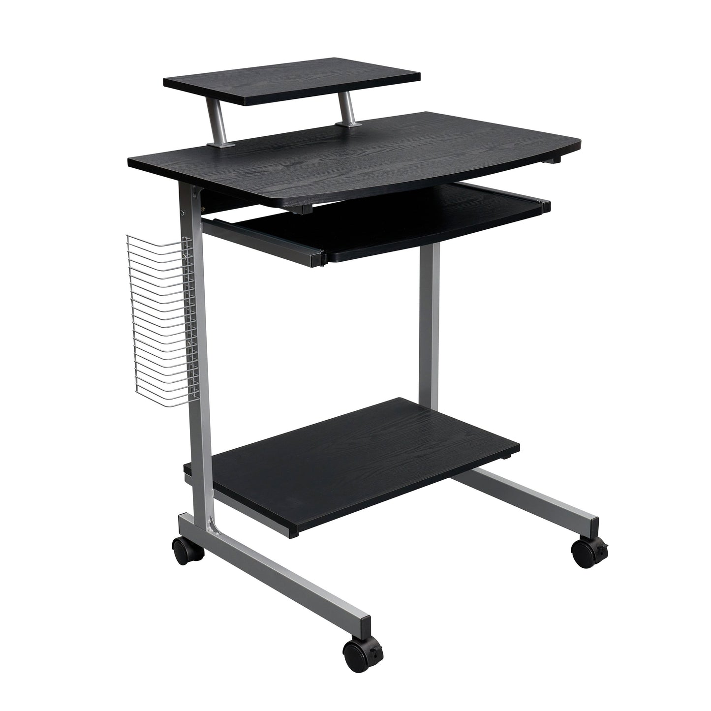 Compact Computer Cart With Storage, Espresso