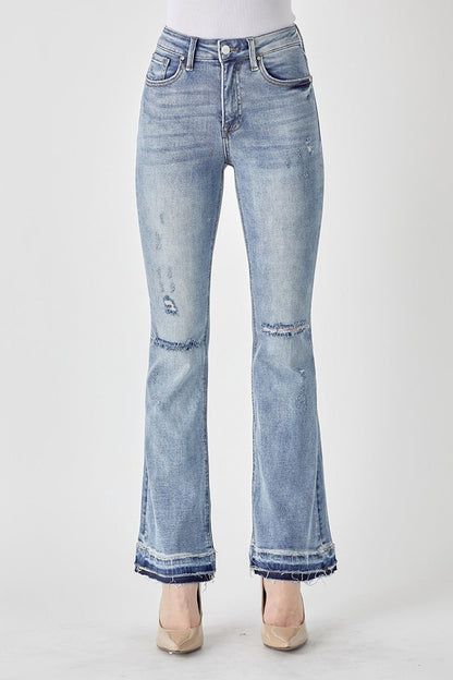 RISEN Distressed Shadow Hem Flare Jeans (7)