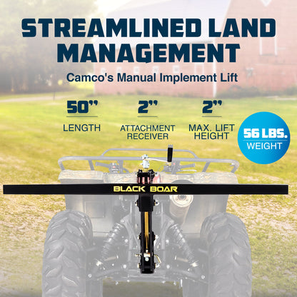 Camco Black Boar ATV/UTV Implement Strong Outside Vehicle Manual Lift Attachment