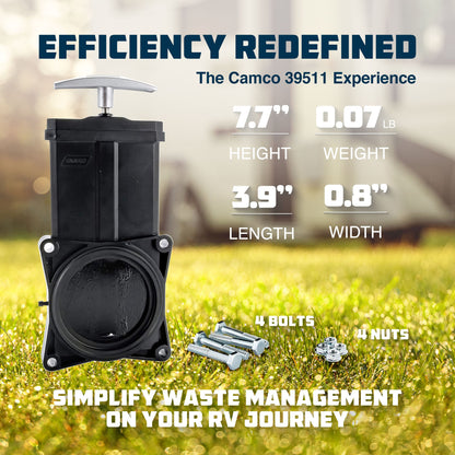 Camco 39511 3 inch Replacement Waste Valve with Metal Handle for RV Water Tanks