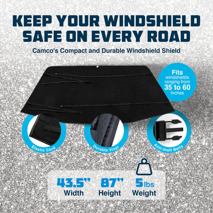 Camco Durable Compact Universal On the Go RV Tow Car Windshield Protector, Black
