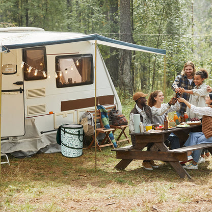 Camco Campsite Pop Up Utility Container with Liner and Zipper Close, Map Design