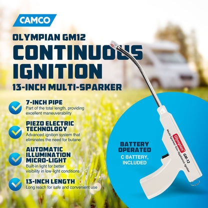 Camco Olympian GM12 Continuous Ignition 13 Inch Multi Sparker with Curved Nozzle