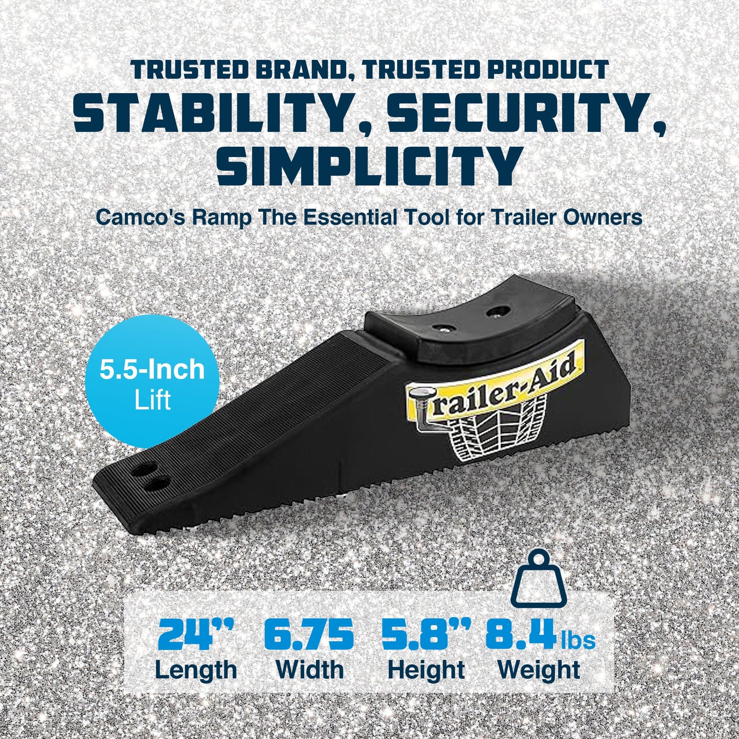 Camco Trailer Aid Camco Plus Tandem Tire Changing Ramp with 5.5 Inch Lift, Black