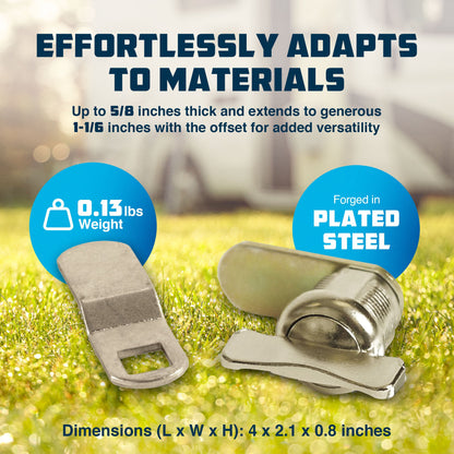 Camco 44333 Steel RV Thumb Operated Offset Cam Lock, Fits up to 5/8 Inches Thick