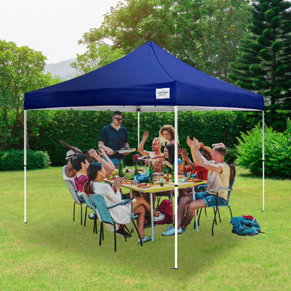 Caravan Canopy M Series Pro 2 10 x 10 Foot Shade Tent w/ Roller Bag, Navy Blue