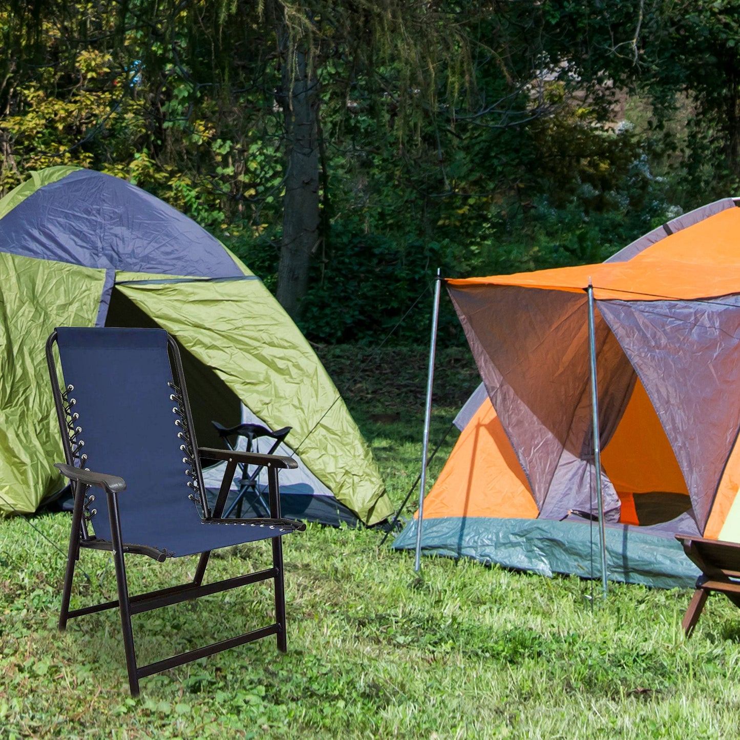 Caravan Canopy Suspension Portable Folding Sports Chair with Bungee System, Blue