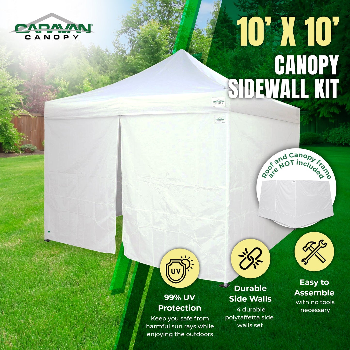 Caravan Canopy CVAN11007912014 4 Sidewall Kit Only, for Outdoor Tent, White