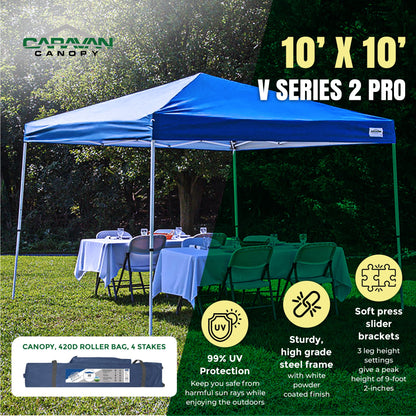Caravan Canopy V Series 2 Pro 10' x 10' Entry Level Straight Leg Canopy, Blue