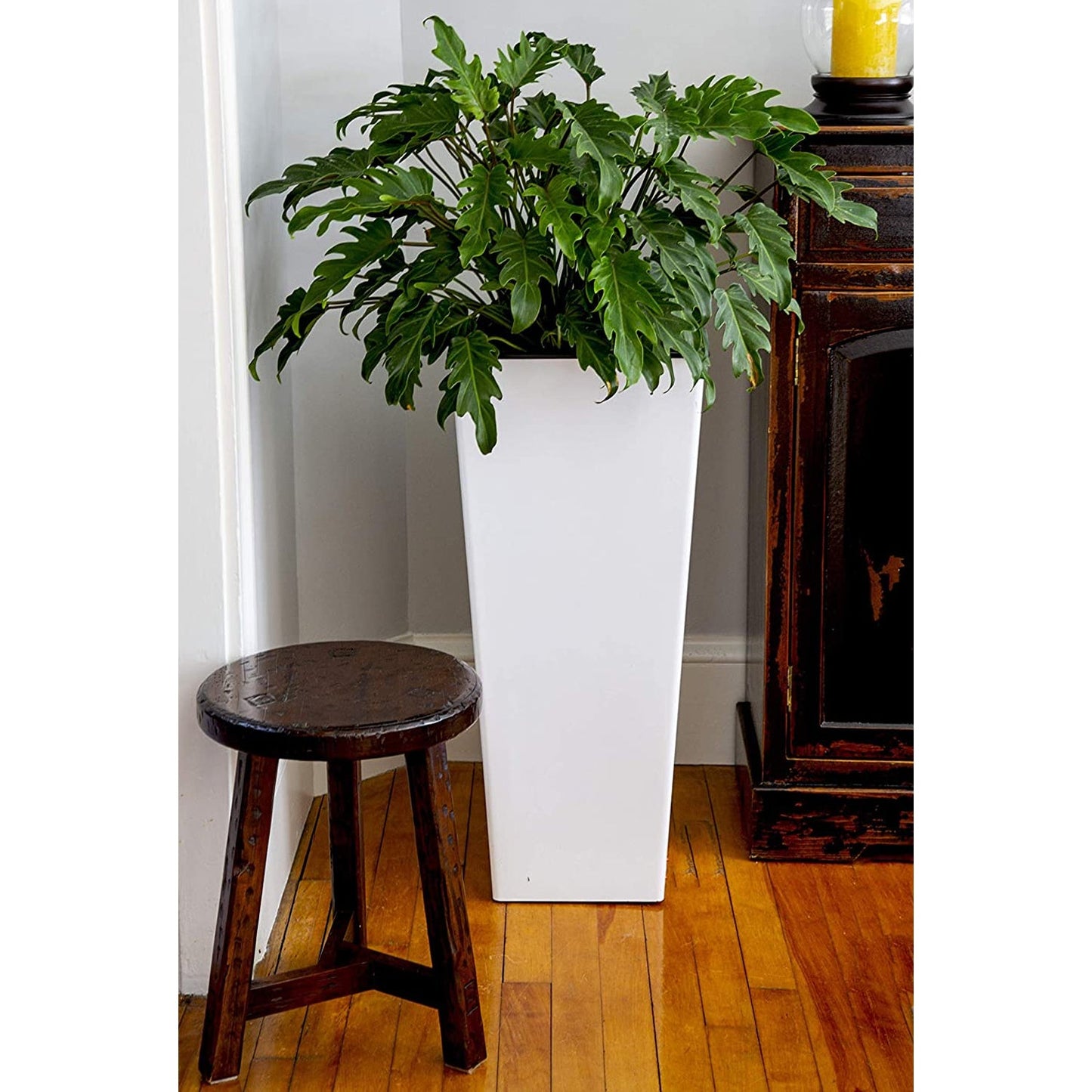 HC Companies 12 Inch Cascade Indoor or Outdoor Durable Square Planter, Black