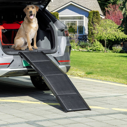 Folding Dog Ramp for Cars, Trucks, SUVs, 62 Inch Portable Pet Ramp for Extra Large Dogs, with Non-Slip Surface, Lightweight Dog Ramp, Supports up to 132 lbs.