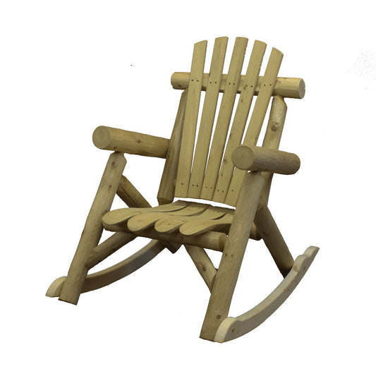 Lakeland Mills Country Cedar Log Wood Outdoor Porch Patio Rocking Chair, Natural