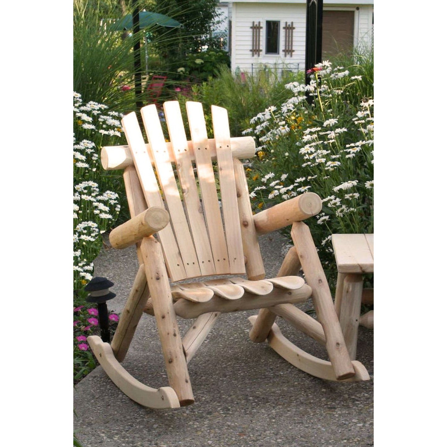 Lakeland Mills Country Cedar Log Wood Outdoor Porch Patio Rocking Chair, Natural