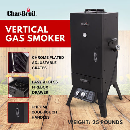 Char-Broil Vertical 45 Inch Liquid Propane Outdoor Steel Grill Gas Smoker, Black