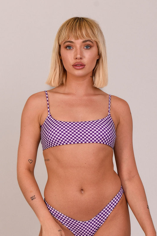 Checkmate Lace Up Crop Bikini Top