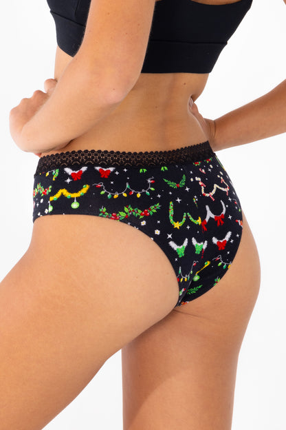 The Goodie Garland | Christmas Tinsel Busts Lace Trim Cheeky Panty