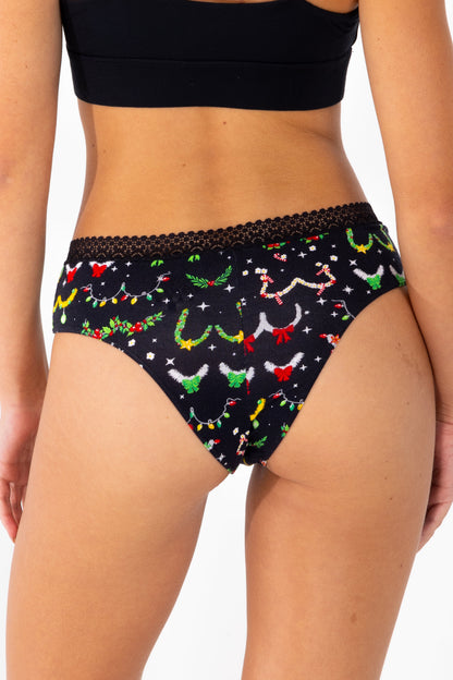 The Goodie Garland | Christmas Tinsel Busts Lace Trim Cheeky Panty