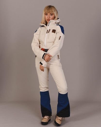 Chic Ski Suit - Cream & Blue