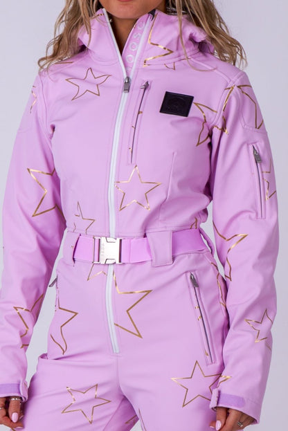 Chic Ski Suit - Pink with Gold Stars