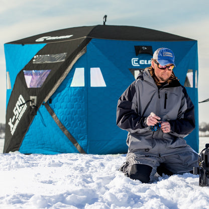 CLAM X-500 Portable 9 Ft 5 Person Lookout Ice Fishing Thermal Hub Shelter Tent