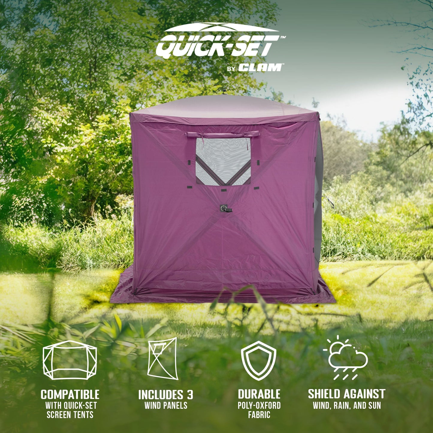 CLAM Quick-Set Screen Hub Tent Wind & Sun Panels, Accessory Only, Plum (3 Pack)