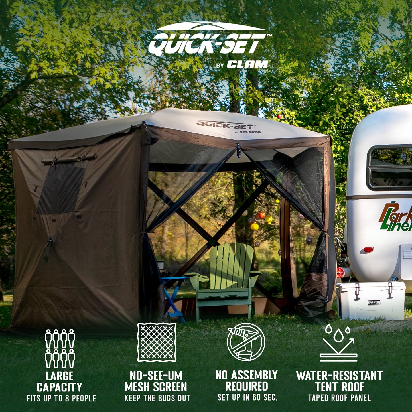 Clam Portable Outdoor Camping Canopy, Brown + Clam Quick Set Wind and Sun Panels