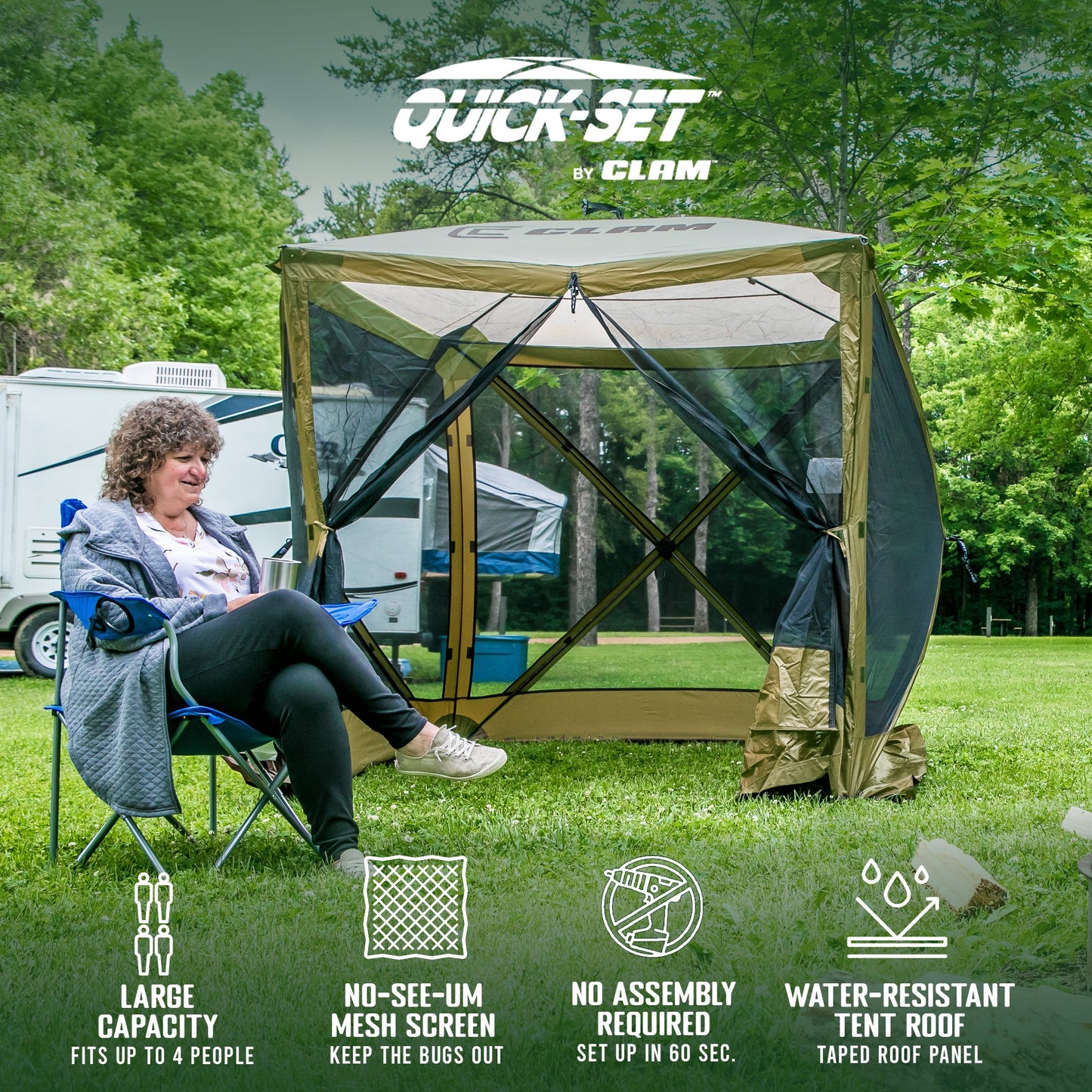 CLAM Quick Set Traveler 6x6Ft Outdoor + Clam Quick Set Screen Hub Tent (3 Pack)