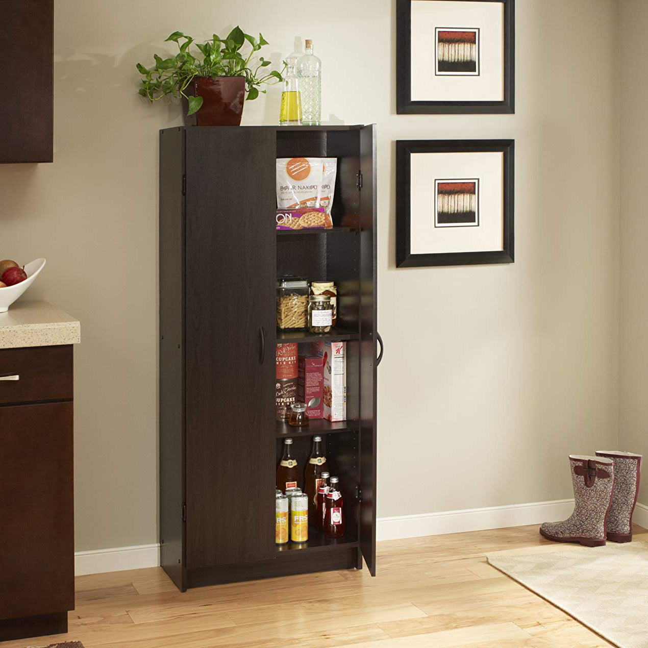 ClosetMaid Wooden Pantry Cabinet for Added Storage and Organization, Espresso