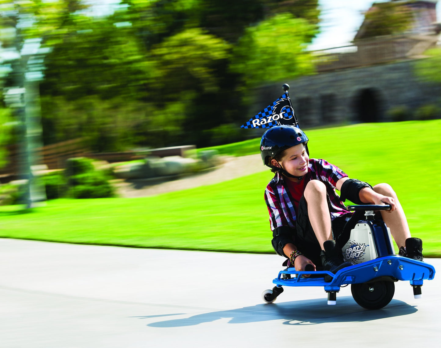 Razor High Torque Motorized Drifting Crazy Cart with Drift Bar for Adults, Blue