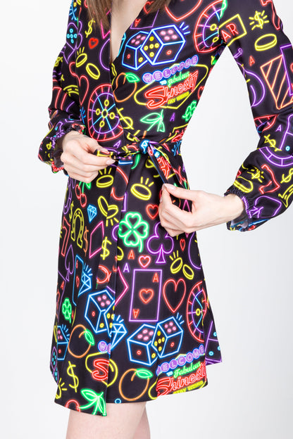 The Crown Casino | Neon Vegas Lights Wrap Dress