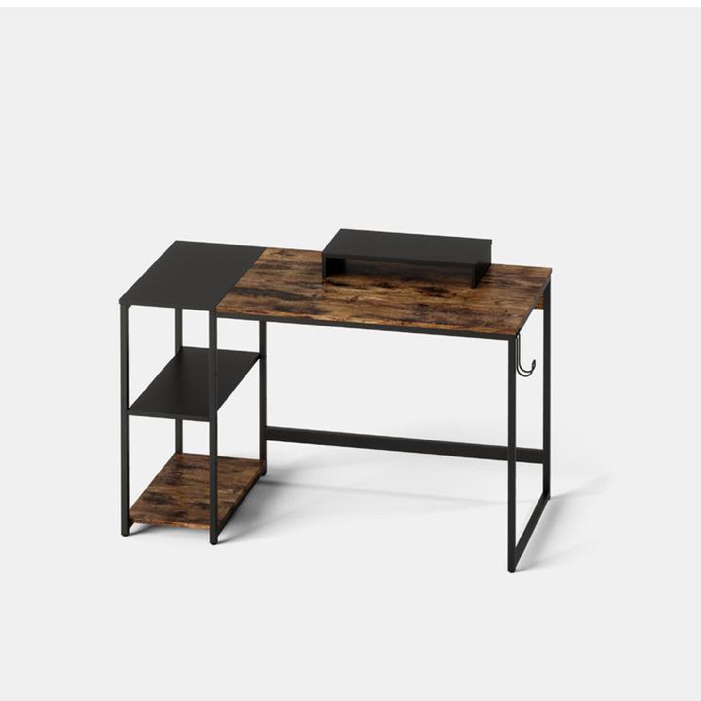 Nost & Host Computer Office Desk Workstation with Storage Shelves, Rustic Brown