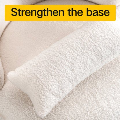 White Plush Swivel Accent Chair - Contemporary Round Armchair with 360 Rotation and Metal Base for Living Room Elegance