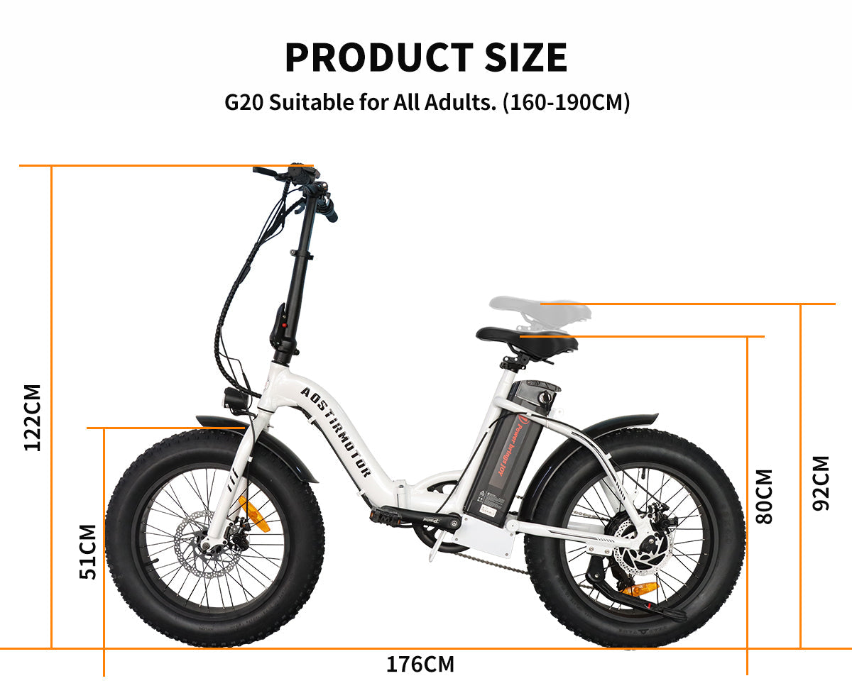 G20 Folding Electric Bike Ebike Bicycle 500W Motor 20" Fat Tire With 36V/13Ah Li-Battery New Model