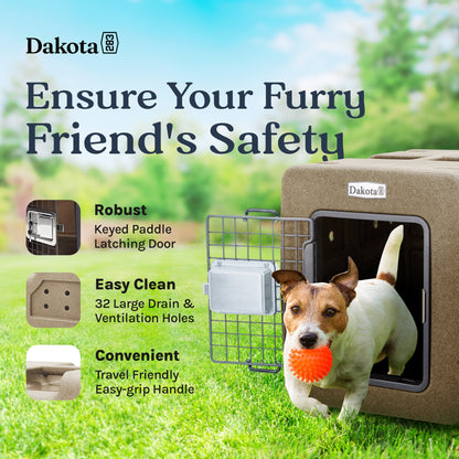 Dakota 283 G3 Easy To Clean Dog Kennel w/ Handle & Latching Door, Coyote Granite