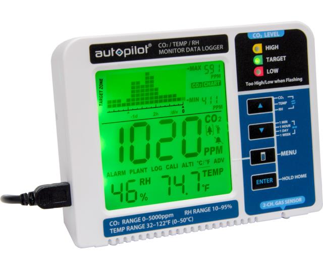 Autopilot APCEM2 Hydroponic CO2 RH Temperature Monitor and Data Logger (2 Pack)