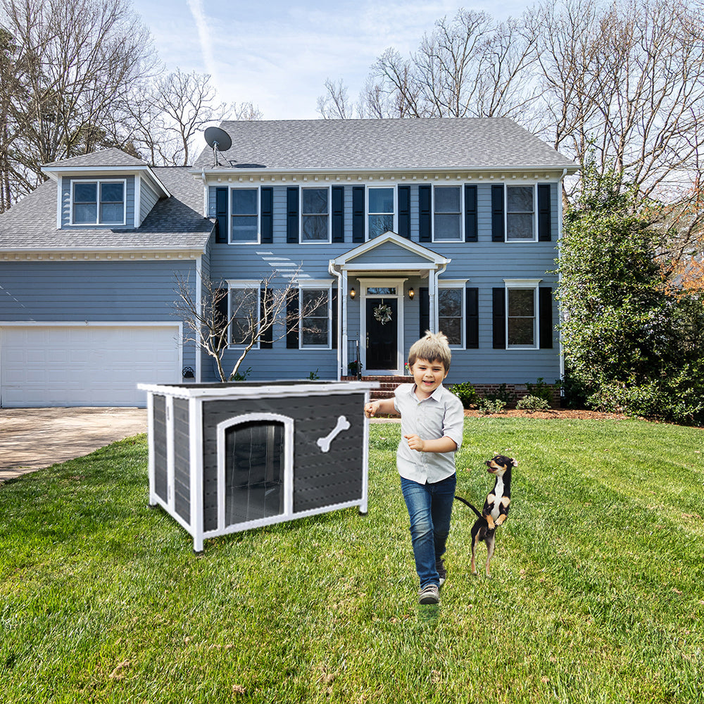 Large Wooden Dog House, Outdoor Waterproof Dog Cage, Windproof and Warm Dog Kennel Easy to Assemble