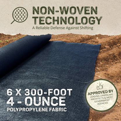 DeWitt Non Woven 4Oz Filter Fabric Patio or Sidewalk Protection Cover, 6' x 300'