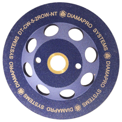 DiamaPro Systems Non Threaded 5 Inch Double Row Concrete Grinding Cup Wheel Tool