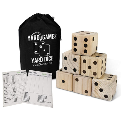 YardGames Giant Outdoor 3.5 Inch Wooden Dice Set with Scorecards & Case